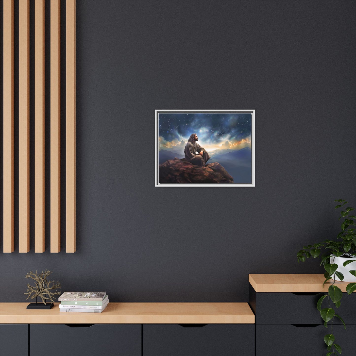 Jesus With The Stars, Framed Fine Art Canvas Print of Handmade Art, many sizes, Christian Art, Christian Gifts