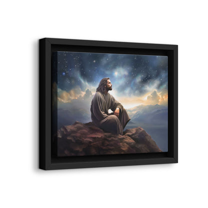 Jesus with The Stars, Canvas Print Art Framed, Jesus Christ Handmade Artwork, Deep Meditative Christian Gift