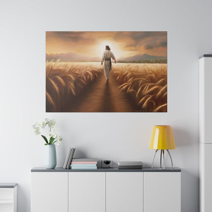 Called To Serve, Fine Art Canvas Print, Missionary Gift, many sizes, Jesus Christ walking through a wheat field, Christian Art