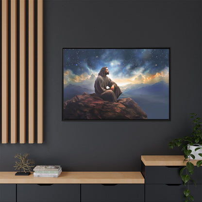 Jesus with The Stars, Canvas Print Art Framed, Jesus Christ Handmade Artwork, Deep Meditative Christian Gift