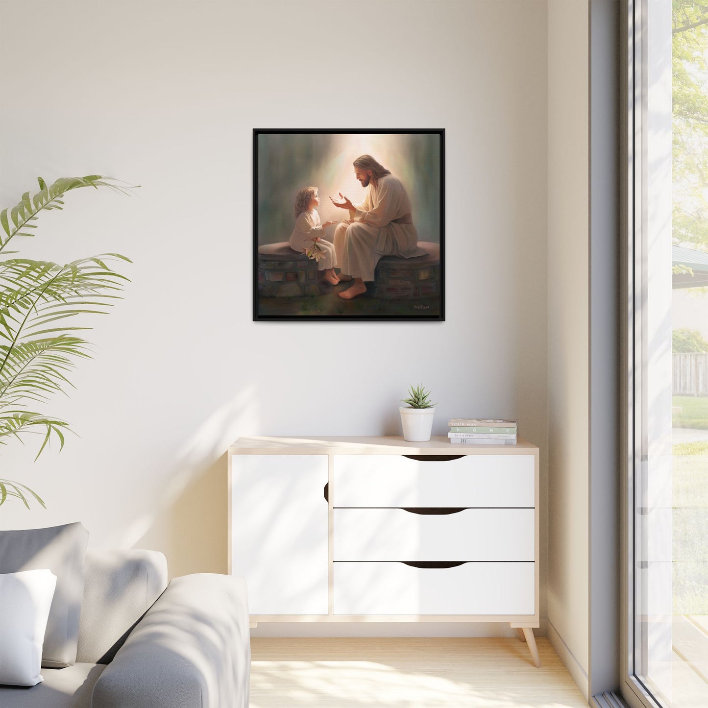 You Are The Light Fine Art Canvas Print, Framed, Picture of Jesus, Christian Gift, Christian Art, Jesus Christ Art with Child, Framed