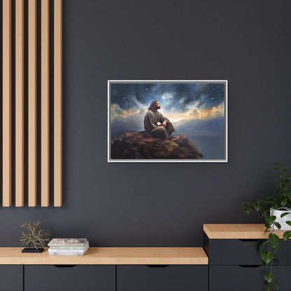 Jesus with The Stars, Canvas Print Art Framed, Jesus Christ Handmade Artwork, Deep Meditative Christian Gift