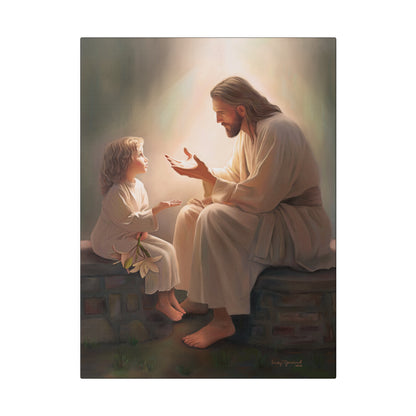 You Are The Light, fine art canvas print, Christian artwork, Jesus with a child, Jesus Christ with a little girl, Consider The Lillies