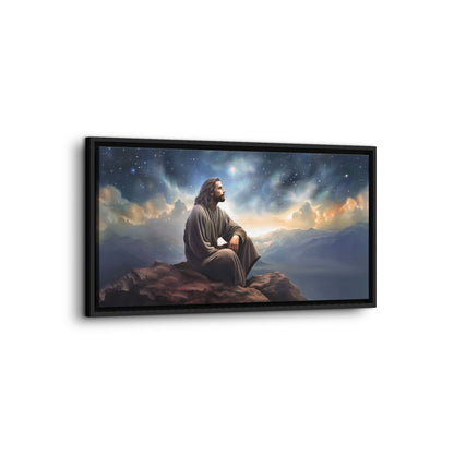 Jesus with The Stars, Canvas Print Art Framed, Jesus Christ Handmade Artwork, Deep Meditative Christian Gift