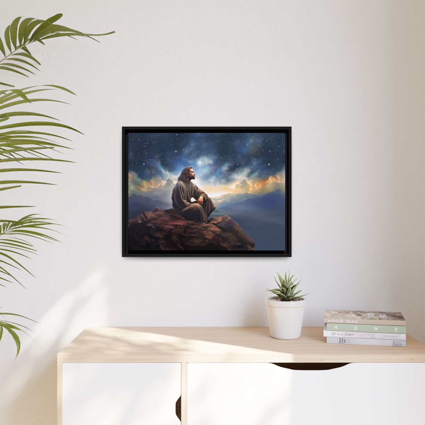 Jesus With The Stars, Framed Fine Art Canvas Print of Handmade Art, many sizes, Christian Art, Christian Gifts