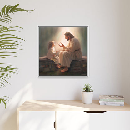 You Are The Light Fine Art Canvas Print, Framed, Picture of Jesus, Christian Gift, Christian Art, Jesus Christ Art with Child, Framed