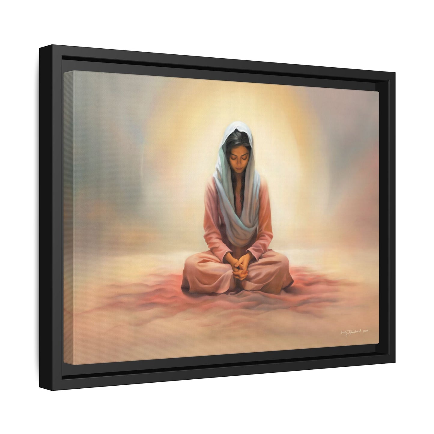 Stillness Christian Matte Canvas Print Artwork Framed, Female Discipleship Meditation Art, Stillness Artwork, Stillness Artwork, Framed (Multi-color)