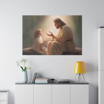 You Are The Light, fine art canvas print, Christian artwork, Jesus with a child, Jesus Christ with a little girl, Consider The Lillies