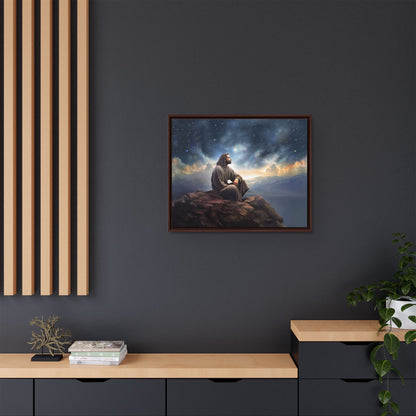 Jesus with The Stars, Canvas Print Art Framed, Jesus Christ Handmade Artwork, Deep Meditative Christian Gift