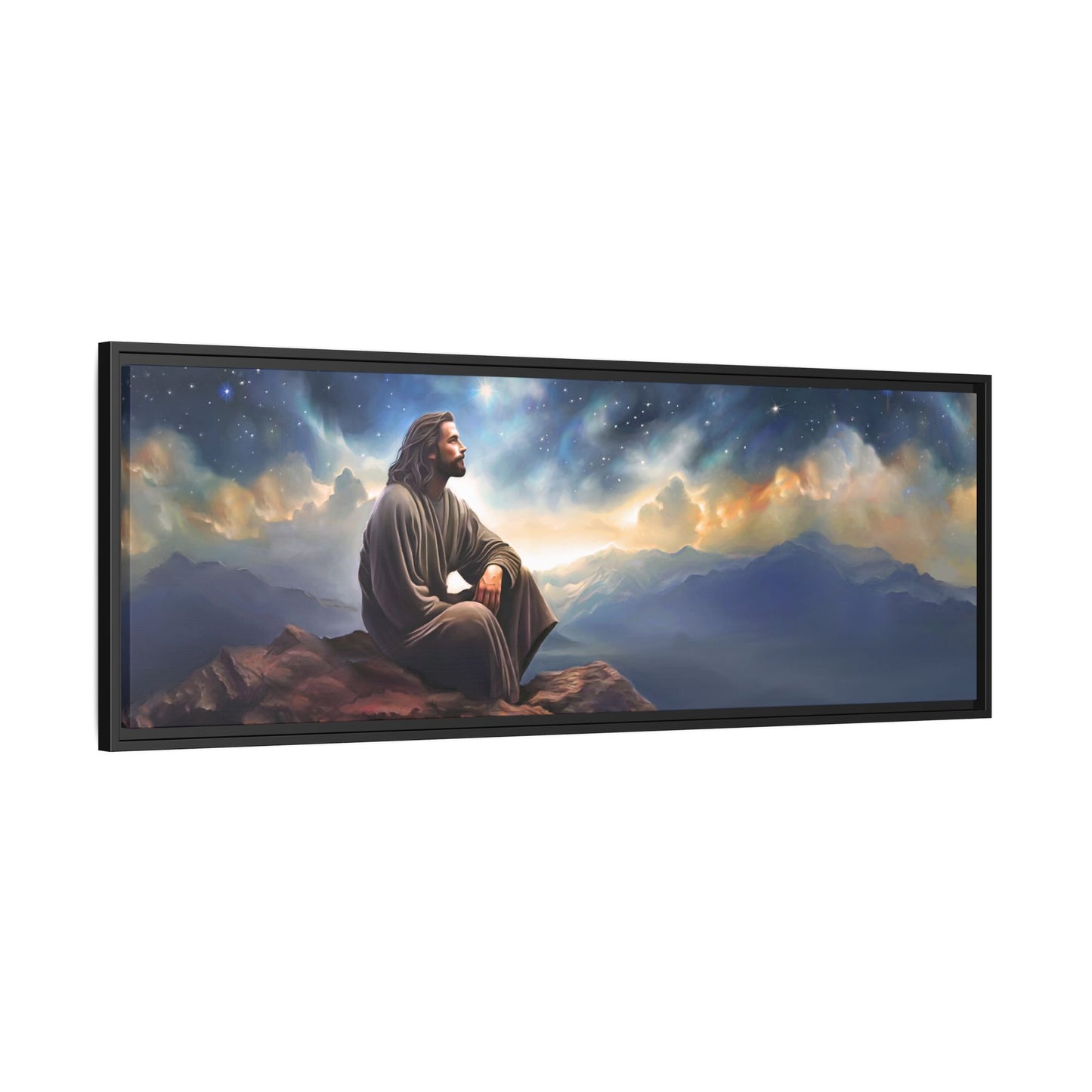 Jesus With The Stars, Framed Fine Art Canvas Print of Handmade Art, many sizes, Christian Art, Christian Gifts