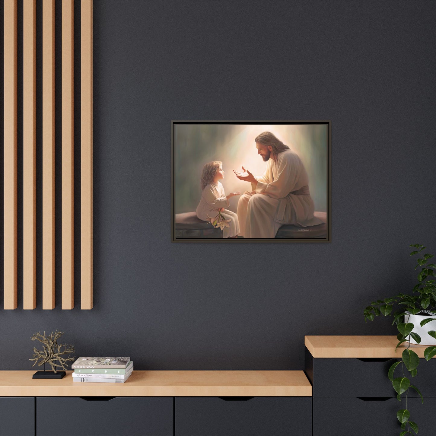 We are His Children, Fine Art Framed Canvas Print, Picture of Jesus, Jesus with a Child, Christian Gift, Christian Art, Jesus Christ Art with Child