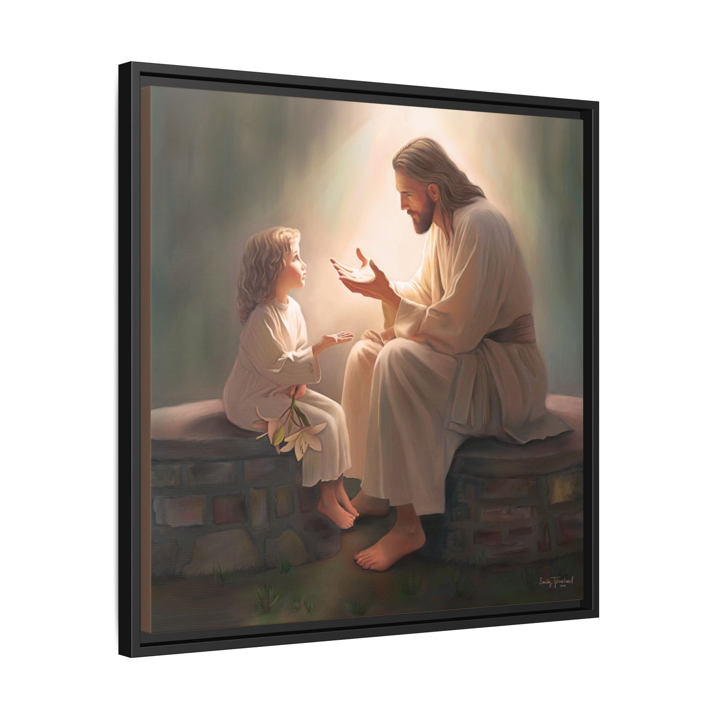 We are His Children, Fine Art Framed Canvas Print, Picture of Jesus, Jesus with a Child, Christian Gift, Christian Art, Jesus Christ Art with Child