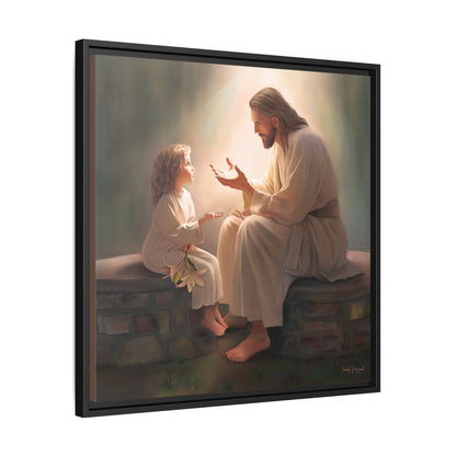 We are His Children, Fine Art Framed Canvas Print, Picture of Jesus, Jesus with a Child, Christian Gift, Christian Art, Jesus Christ Art with Child