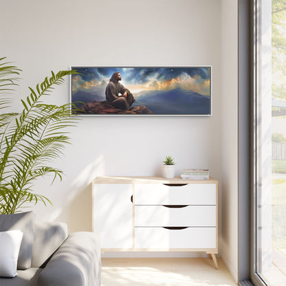Jesus with The Stars, Canvas Print Art Framed, Jesus Christ Handmade Artwork, Deep Meditative Christian Gift
