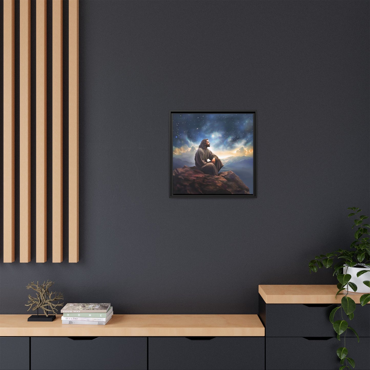 Jesus With The Stars, Framed Fine Art Canvas Print of Handmade Art, many sizes, Christian Art, Christian Gifts