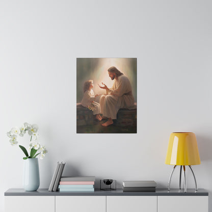 You Are The Light, fine art canvas print, Christian artwork, Jesus with a child, Jesus Christ with a little girl, Consider The Lillies