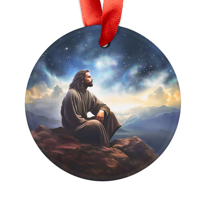 Jesus Christ Christmas Ornament, Christian Ornament with Ribbon