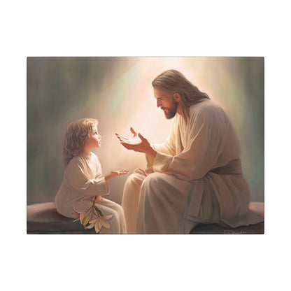 You Are The Light, fine art canvas print, Christian artwork, Jesus with a child, Jesus Christ with a little girl, Consider The Lillies