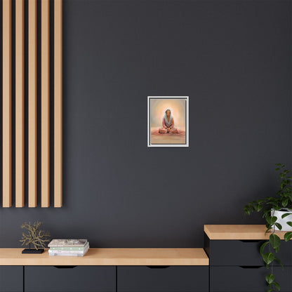 Stillness Framed Canvas Wall Art, Serene Meditation Decor, Spiritual Mindfulness Gift, Tranquil Room Accent, Woman Religious Art