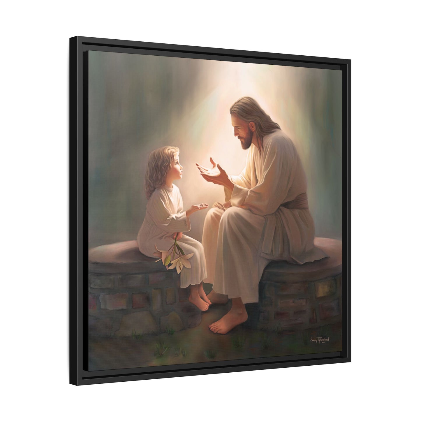 You Are The Light Fine Art Canvas Print, Framed, Picture of Jesus, Christian Gift, Christian Art, Jesus Christ Art with Child, Framed