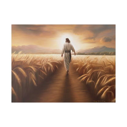 Called To Serve, Fine Art Canvas Print, Missionary Gift, many sizes, Jesus Christ walking through a wheat field, Christian Art