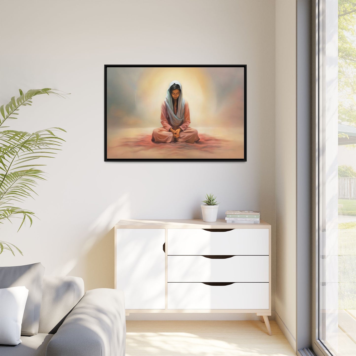 Stillness Canvas Print Artwork, Framed Wall Decor, Female Discipleship, Serene Stillness Painting, Multi-color Matte Picture
