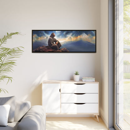 Jesus with The Stars, Canvas Print Art Framed, Jesus Christ Handmade Artwork, Deep Meditative Christian Gift