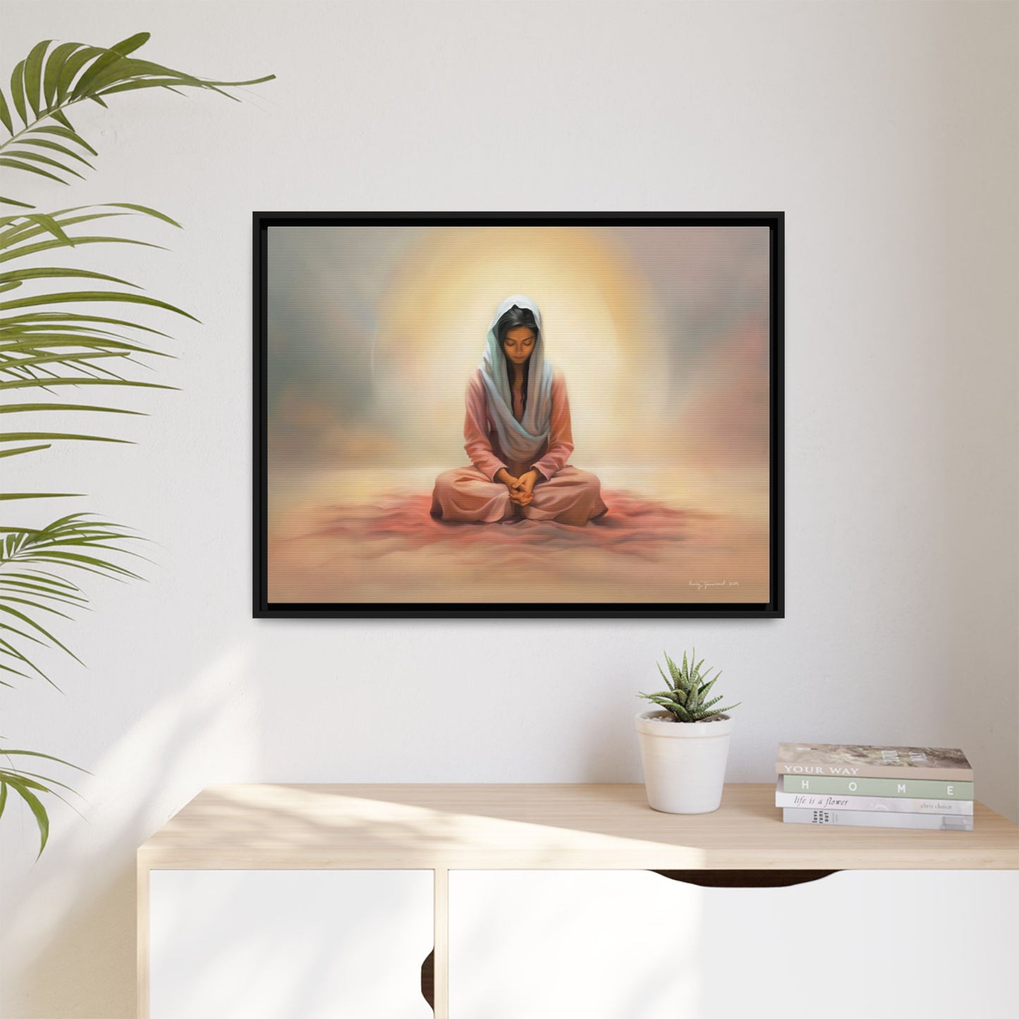 Stillness Christian Matte Canvas Print Artwork Framed, Female Discipleship Meditation Art, Stillness Artwork, Stillness Artwork, Framed (Multi-color)