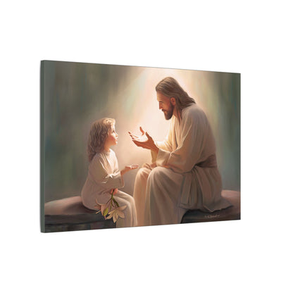 You Are The Light, fine art canvas print, Christian artwork, Jesus with a child, Jesus Christ with a little girl, Consider The Lillies