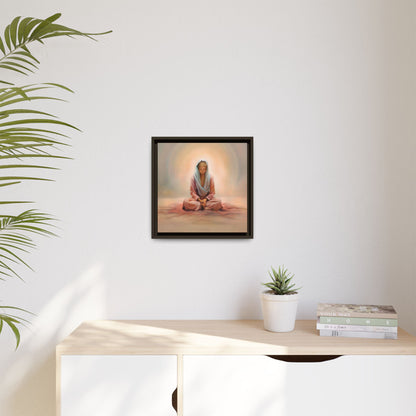 Stillness Framed Canvas Wall Art, Serene Meditation Decor, Spiritual Mindfulness Gift, Tranquil Room Accent, Woman Religious Art