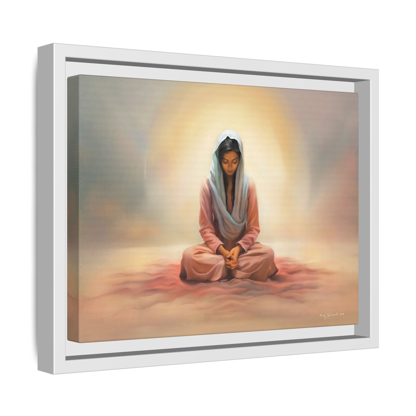 Stillness Christian Matte Canvas Print Artwork Framed, Female Discipleship Meditation Art, Stillness Artwork, Stillness Artwork, Framed (Multi-color)