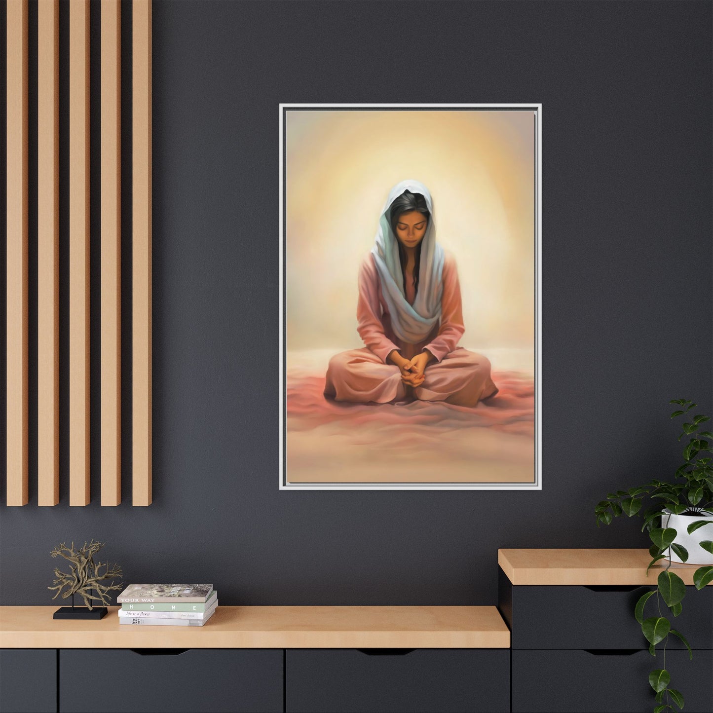 Stillness Canvas Print Artwork, Framed Wall Decor, Female Discipleship, Serene Stillness Painting, Multi-color Matte Picture