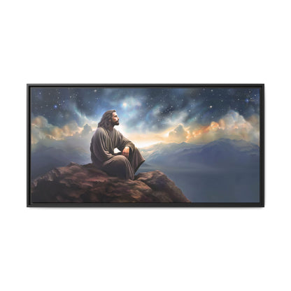 Jesus with The Stars, Canvas Print Art Framed, Jesus Christ Handmade Artwork, Deep Meditative Christian Gift