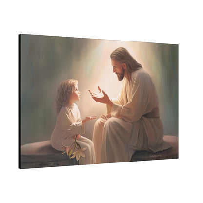 You Are The Light, fine art canvas print, Christian artwork, Jesus with a child, Jesus Christ with a little girl, Consider The Lillies