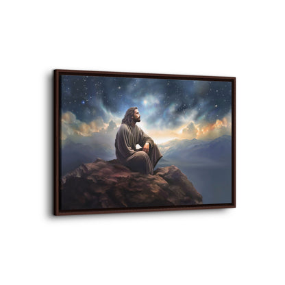 Jesus with The Stars, Canvas Print Art Framed, Jesus Christ Handmade Artwork, Deep Meditative Christian Gift