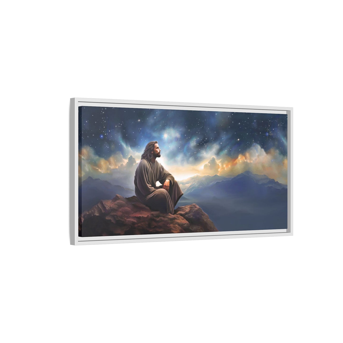Jesus With The Stars, Framed Fine Art Canvas Print of Handmade Art, many sizes, Christian Art, Christian Gifts