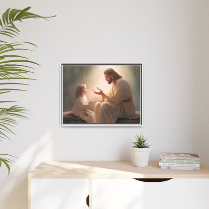 You Are The Light Fine Art Canvas Print, Framed, Picture of Jesus, Christian Gift, Christian Art, Jesus Christ Art with Child, Framed