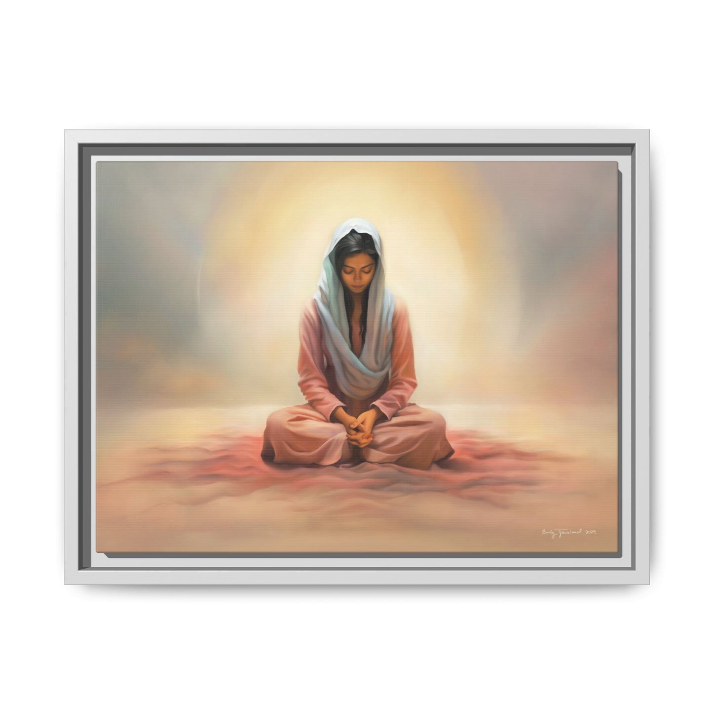 Stillness Christian Matte Canvas Print Artwork Framed, Female Discipleship Meditation Art, Stillness Artwork, Stillness Artwork, Framed (Multi-color)