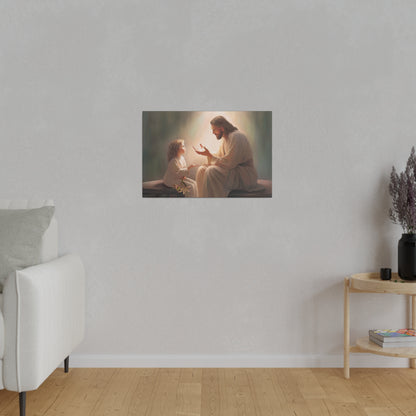 You Are The Light, fine art canvas print, Christian artwork, Jesus with a child, Jesus Christ with a little girl, Consider The Lillies