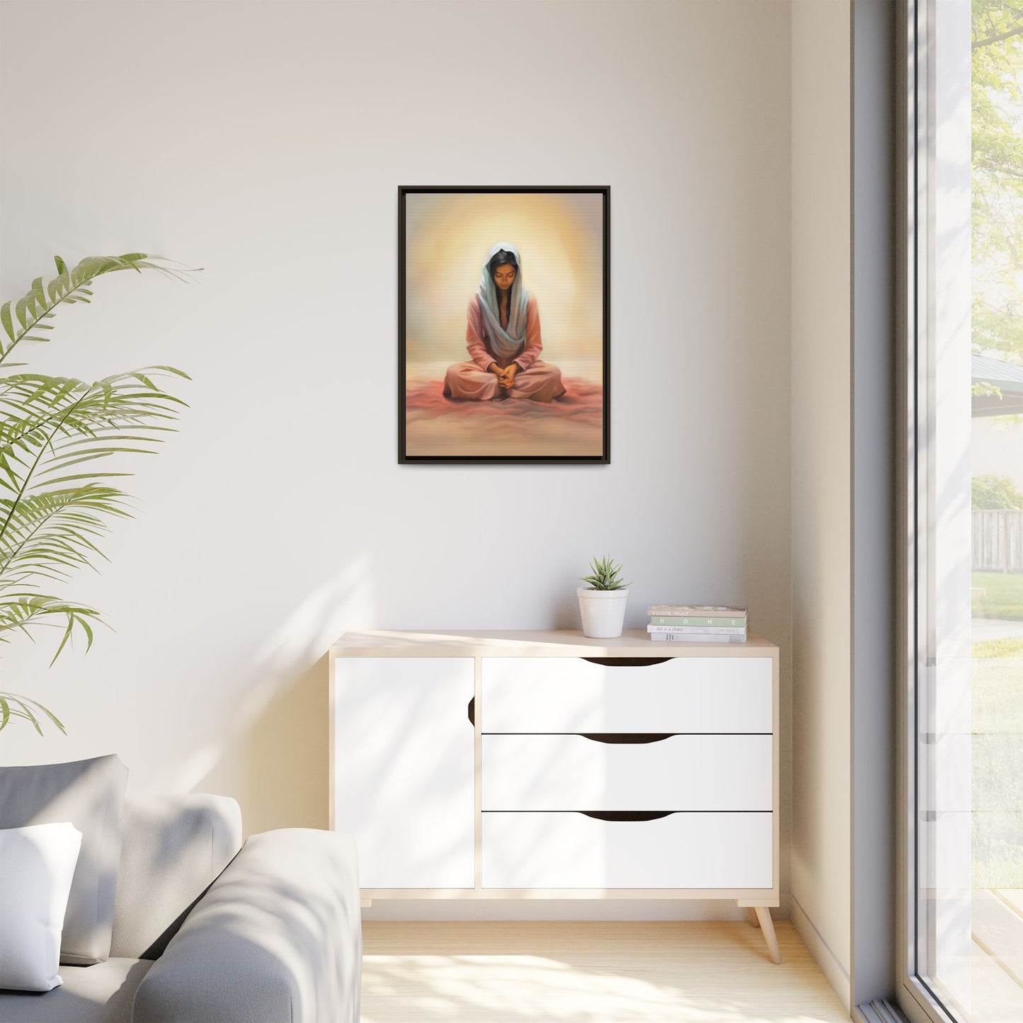 Stillness Canvas Print Artwork, Framed Wall Decor, Female Discipleship, Serene Stillness Painting, Multi-color Matte Picture