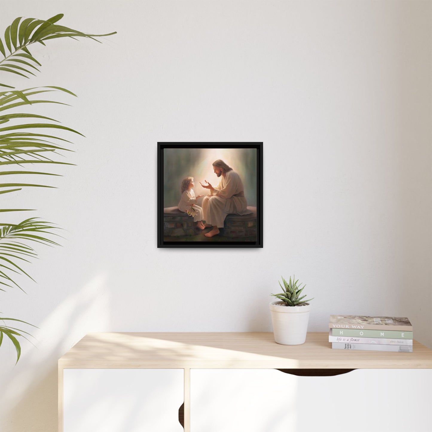 We are His Children, Fine Art Framed Canvas Print, Picture of Jesus, Jesus with a Child, Christian Gift, Christian Art, Jesus Christ Art with Child