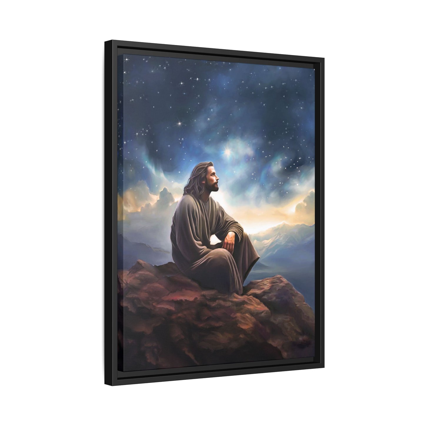 Jesus With The Stars, Framed Fine Art Canvas Print of Handmade Art, many sizes, Christian Art, Christian Gifts