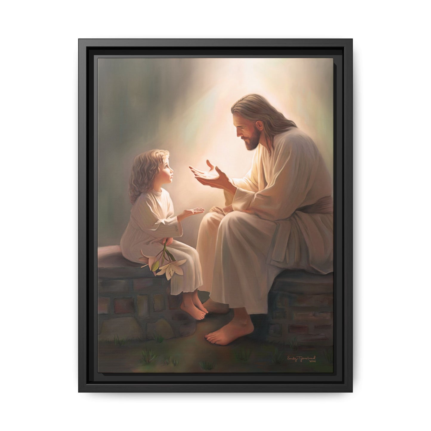 You Are The Light Fine Art Canvas Print, Framed, Picture of Jesus, Christian Gift, Christian Art, Jesus Christ Art with Child, Framed