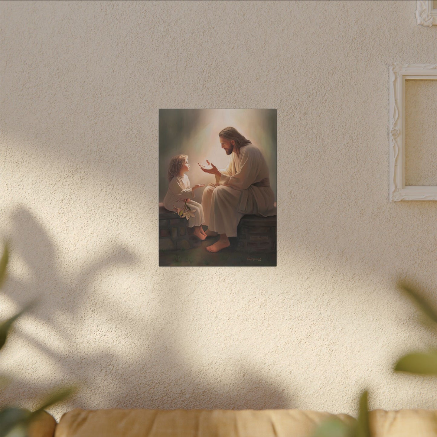 You Are The Light, fine art canvas print, Christian artwork, Jesus with a child, Jesus Christ with a little girl, Consider The Lillies