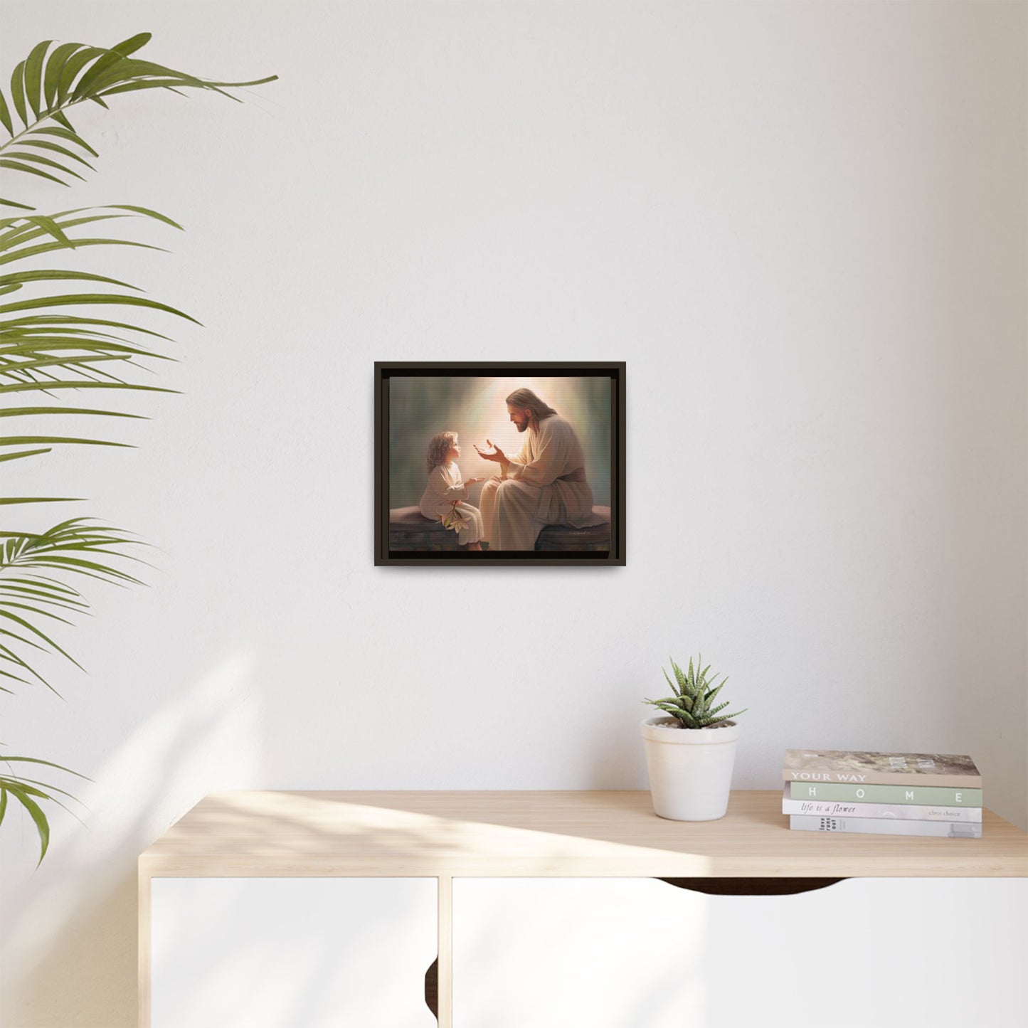 We are His Children, Fine Art Framed Canvas Print, Picture of Jesus, Jesus with a Child, Christian Gift, Christian Art, Jesus Christ Art with Child