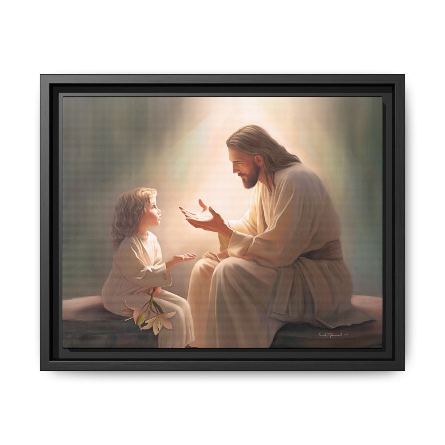 You Are The Light Fine Art Canvas Print, Framed, Picture of Jesus, Christian Gift, Christian Art, Jesus Christ Art with Child, Framed