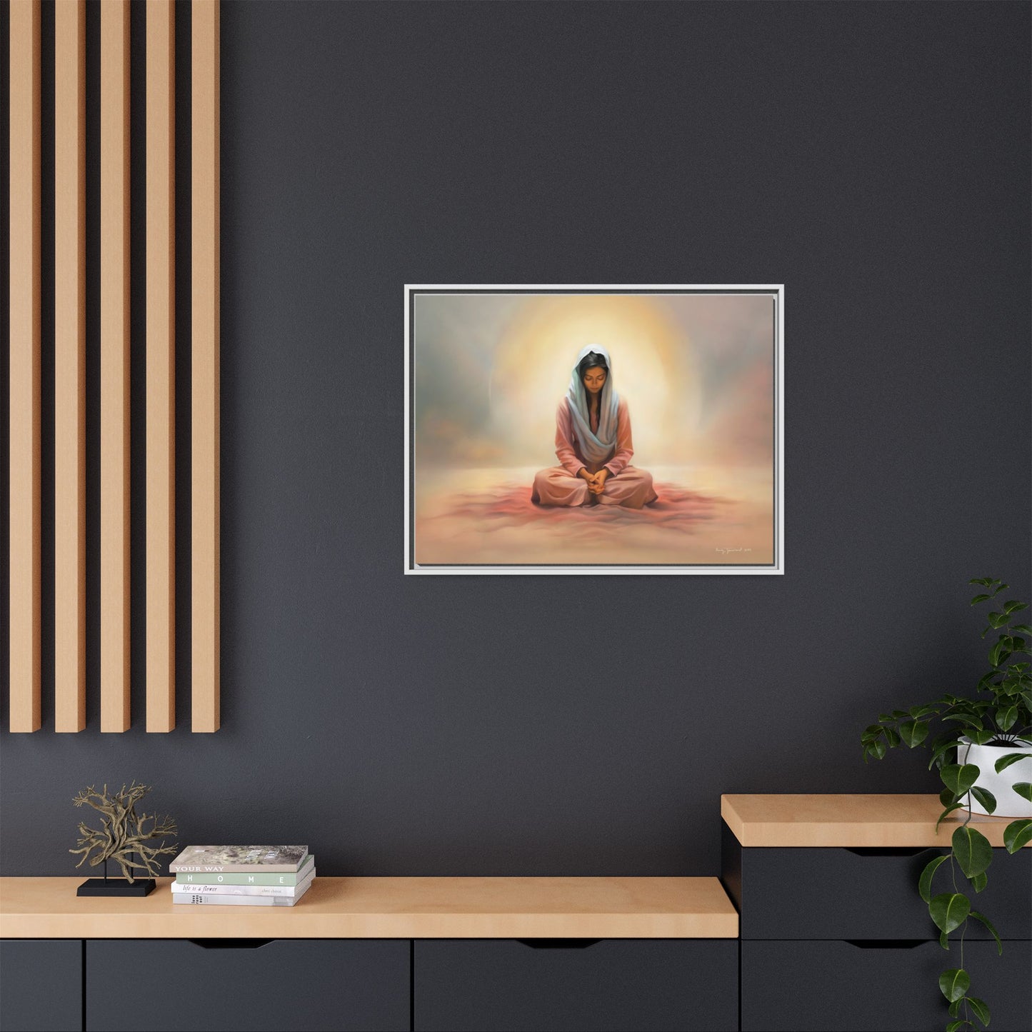 Stillness Christian Matte Canvas Print Artwork Framed, Female Discipleship Meditation Art, Stillness Artwork, Stillness Artwork, Framed (Multi-color)