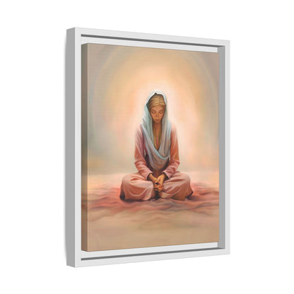 Stillness Framed Canvas Wall Art, Serene Meditation Decor, Spiritual Mindfulness Gift, Tranquil Room Accent, Woman Religious Art