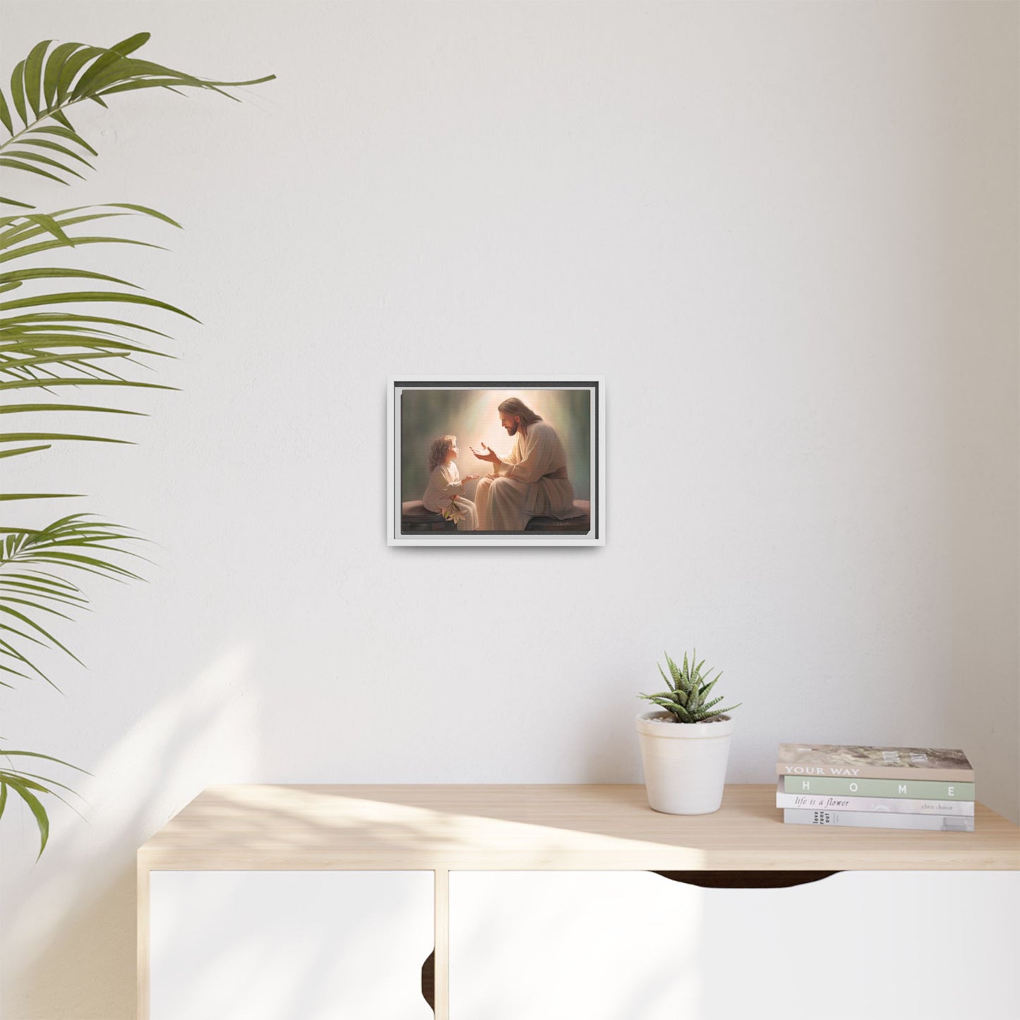 We are His Children, Fine Art Framed Canvas Print, Picture of Jesus, Jesus with a Child, Christian Gift, Christian Art, Jesus Christ Art with Child