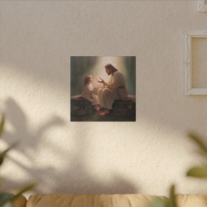 You Are The Light, fine art canvas print, Christian artwork, Jesus with a child, Jesus Christ with a little girl, Consider The Lillies